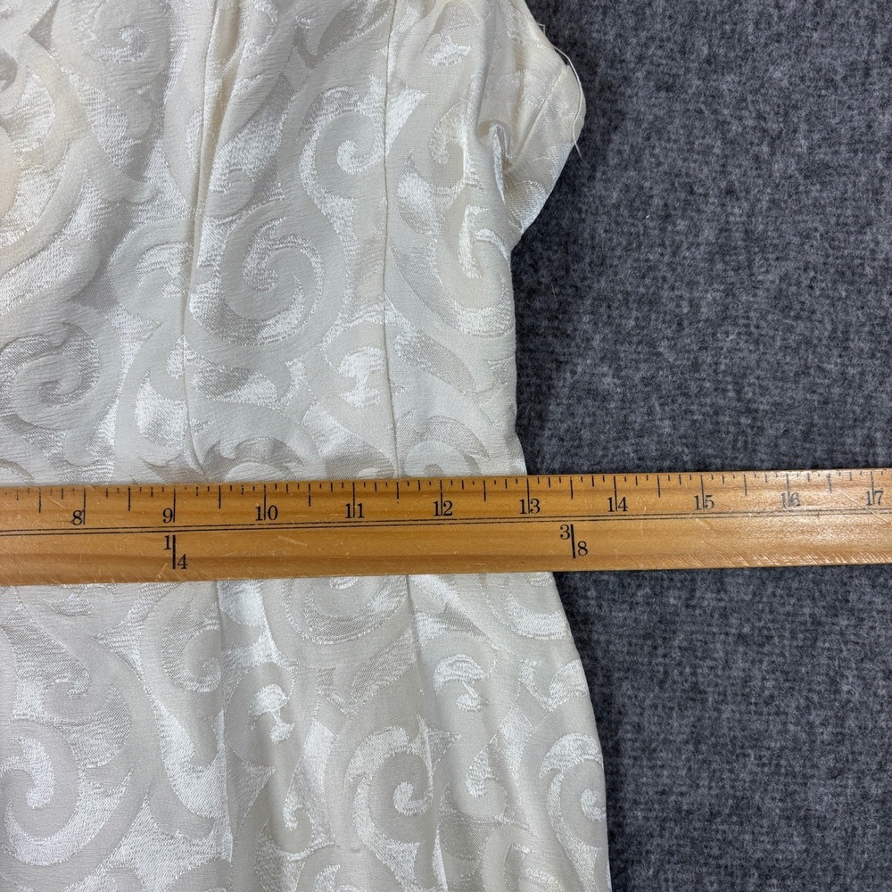 Vintage 50s Cream Swirl Jacquard Fit and Flare Dress Sleeveless Mid-Century XS - Picture 5 of 9